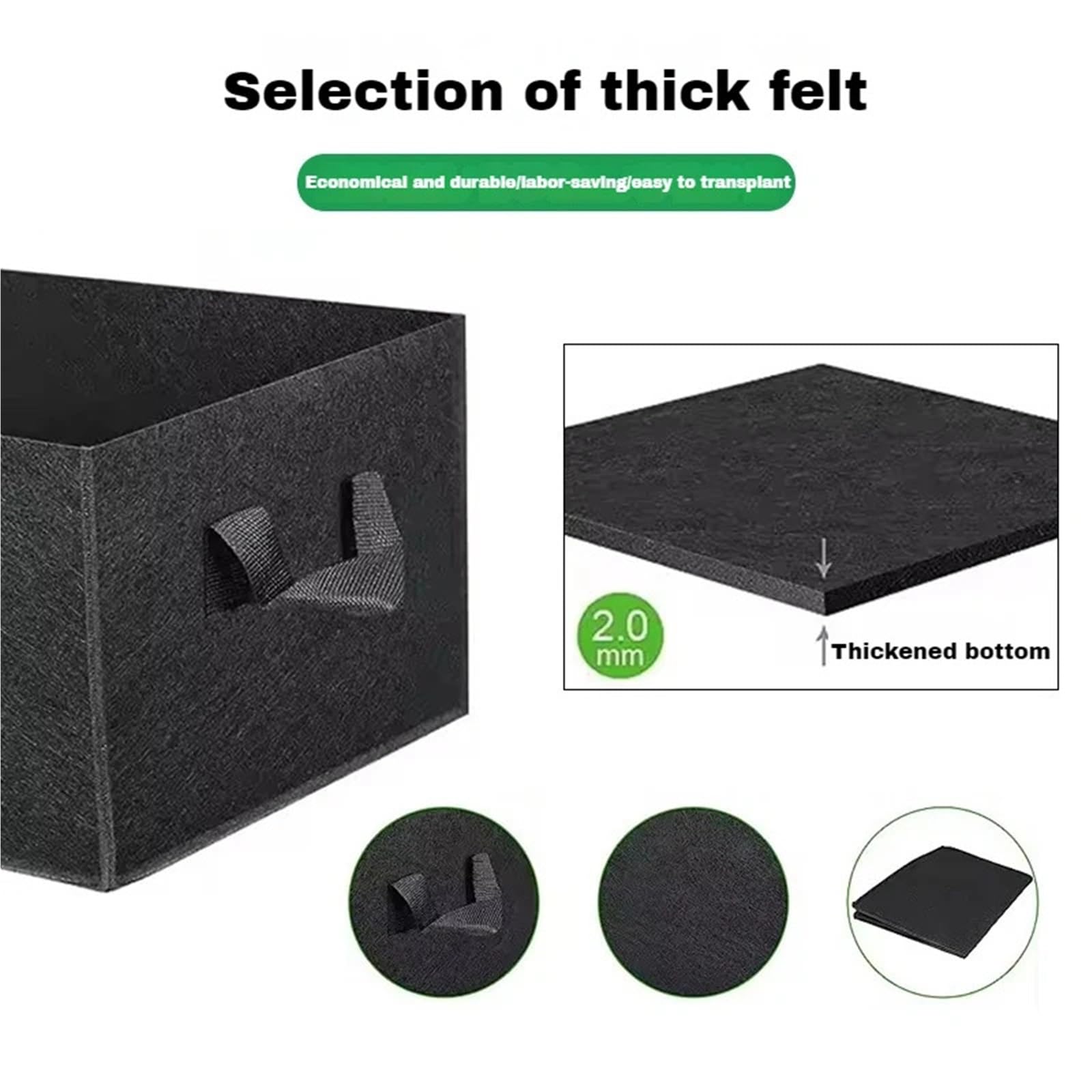 2 uds Bolsa for Plantar en jardín, for Cultivo de Fieltro, Maceta Rectangular for vivero, for Flores al Aire Libre, contenedor for plantación Verduras para Cultivar Frutas(Green,31Gallons100x60x20cm)