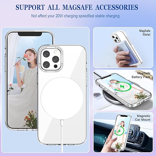 Miniatura 7 de Funda para iPhone 12 Pro Max compatible con Magsafe, con 2 protectores de pantalla y 2 protectores de lente de cámara, policarbonato duro y TPU de