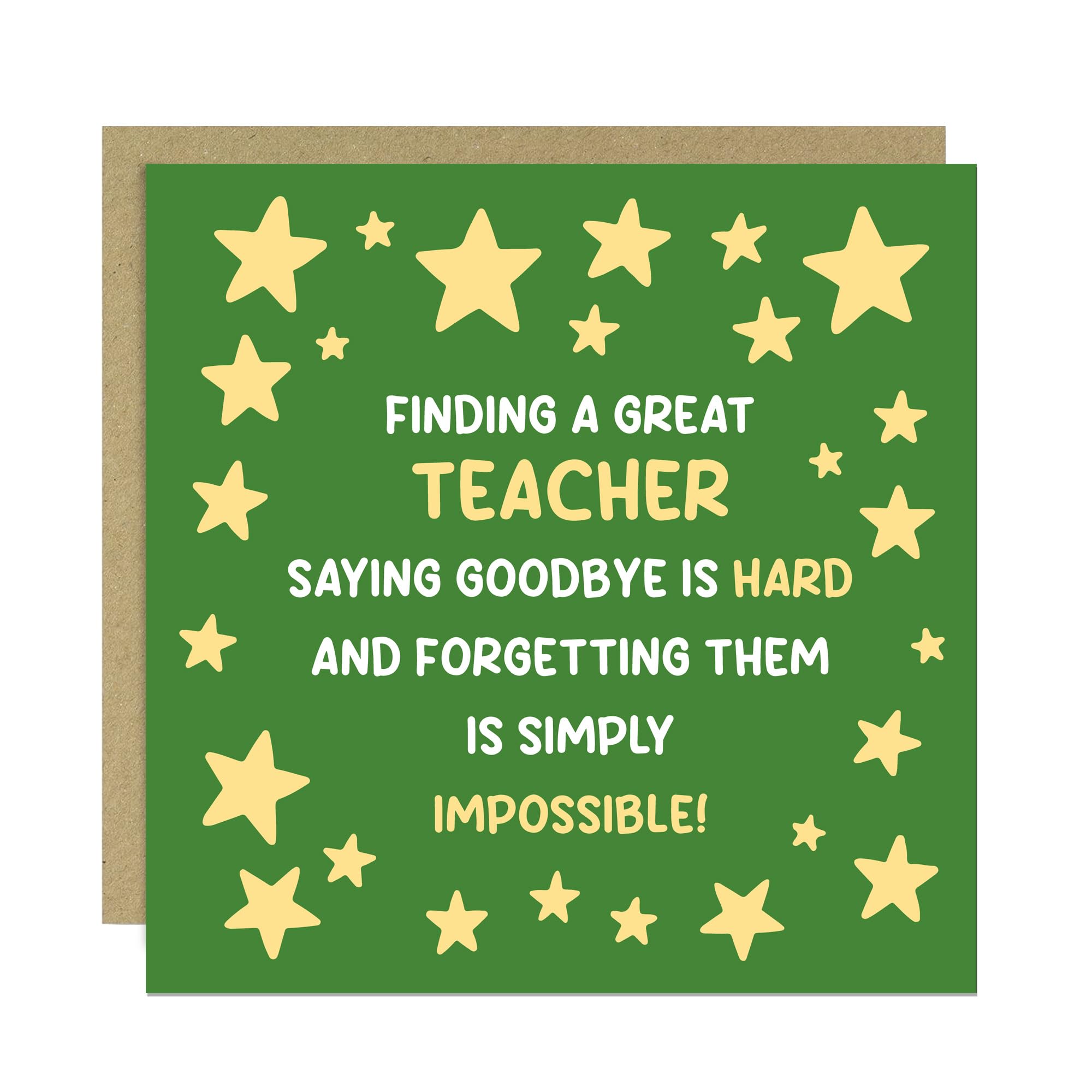 RED OCEAN Teacher Leaving School Nursery Thank You Card End of Term Teacher Appreciation Cards From Kids Students 145x145mm With Kraft Envelope