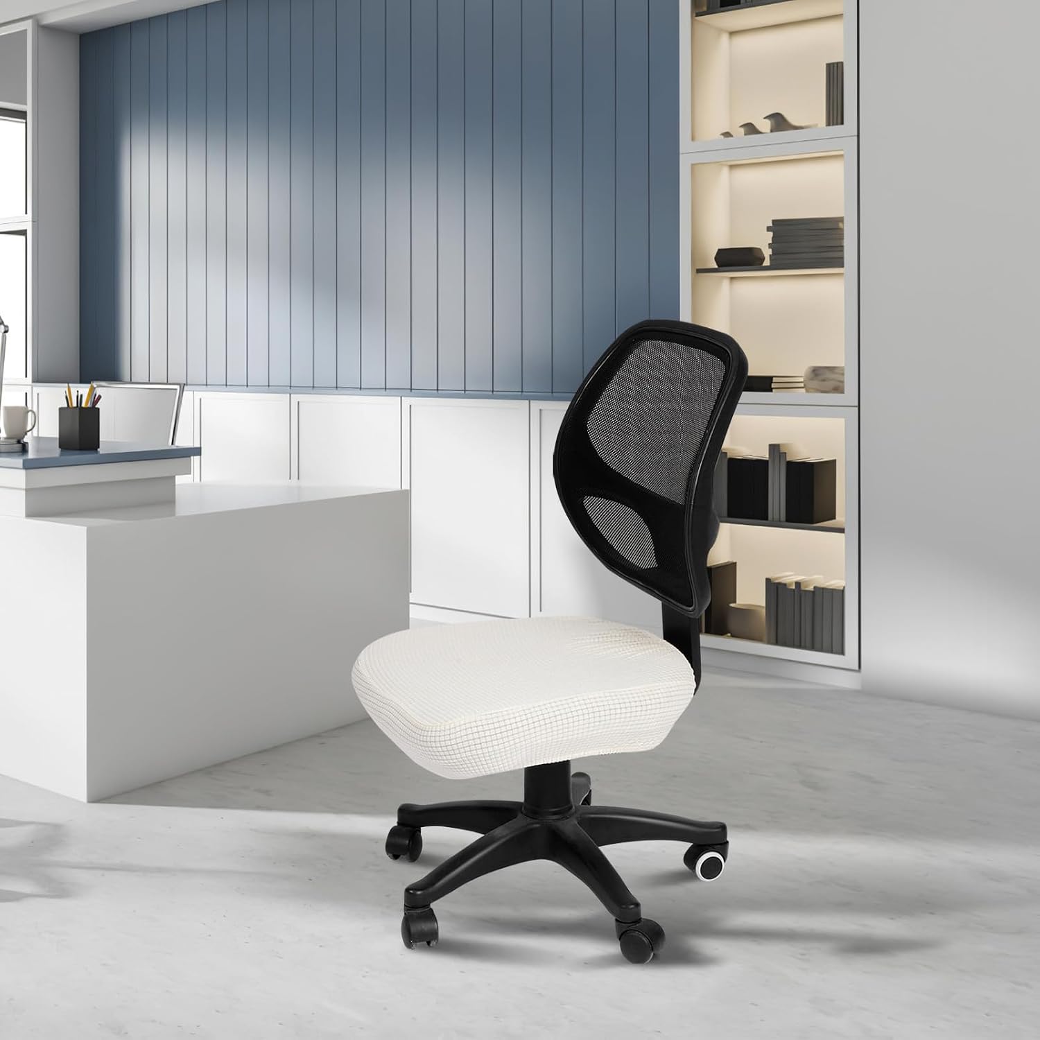 Beavorty 2 Pcs Waterproof Office Chair Covers Stretchable Elastic Chair Slipcovers with Polyester Spandex Material for Home and Office Use