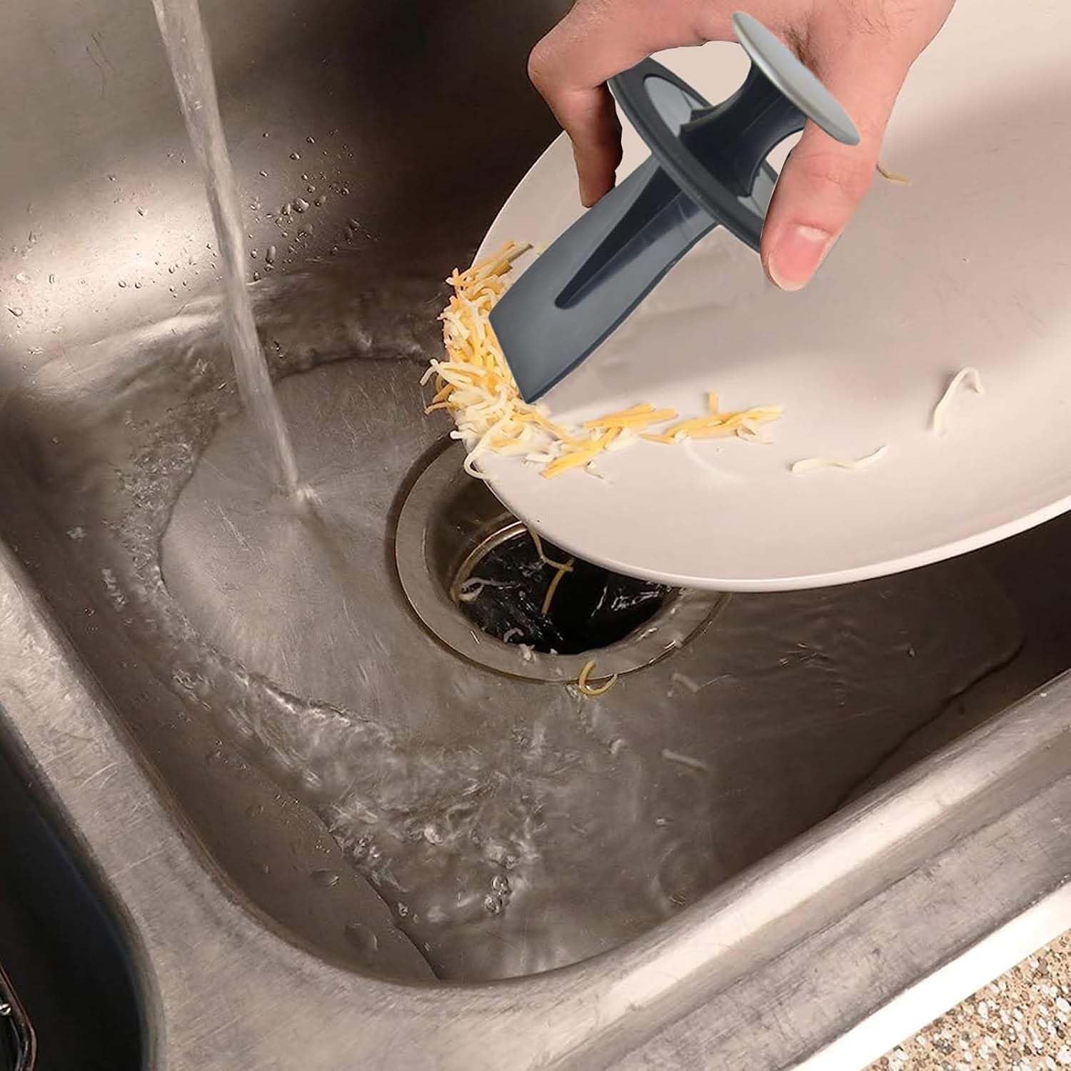 2pcs/set 3 3/8" Garbage Disposal Strainer,Kitchen Sink Drain Splash Guard,Food Scraper and Garbage Disposal Scraper for Insinkerator,Garbage Disposal Quiet Cover for InSinkErator Series