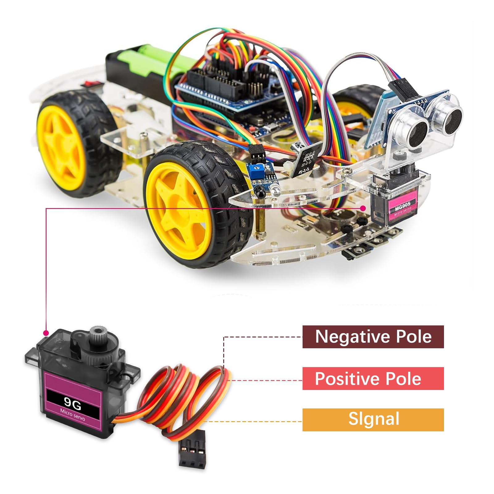 Servo Micro Motor Binghe 6 Pezzi Servomotore con Metallo Ingranaggi 9G Mini Servo Angolo di rotazione 90-180 Micro Servo per RC Smart Robot Helicopter Car Plane compatibile con Arduino