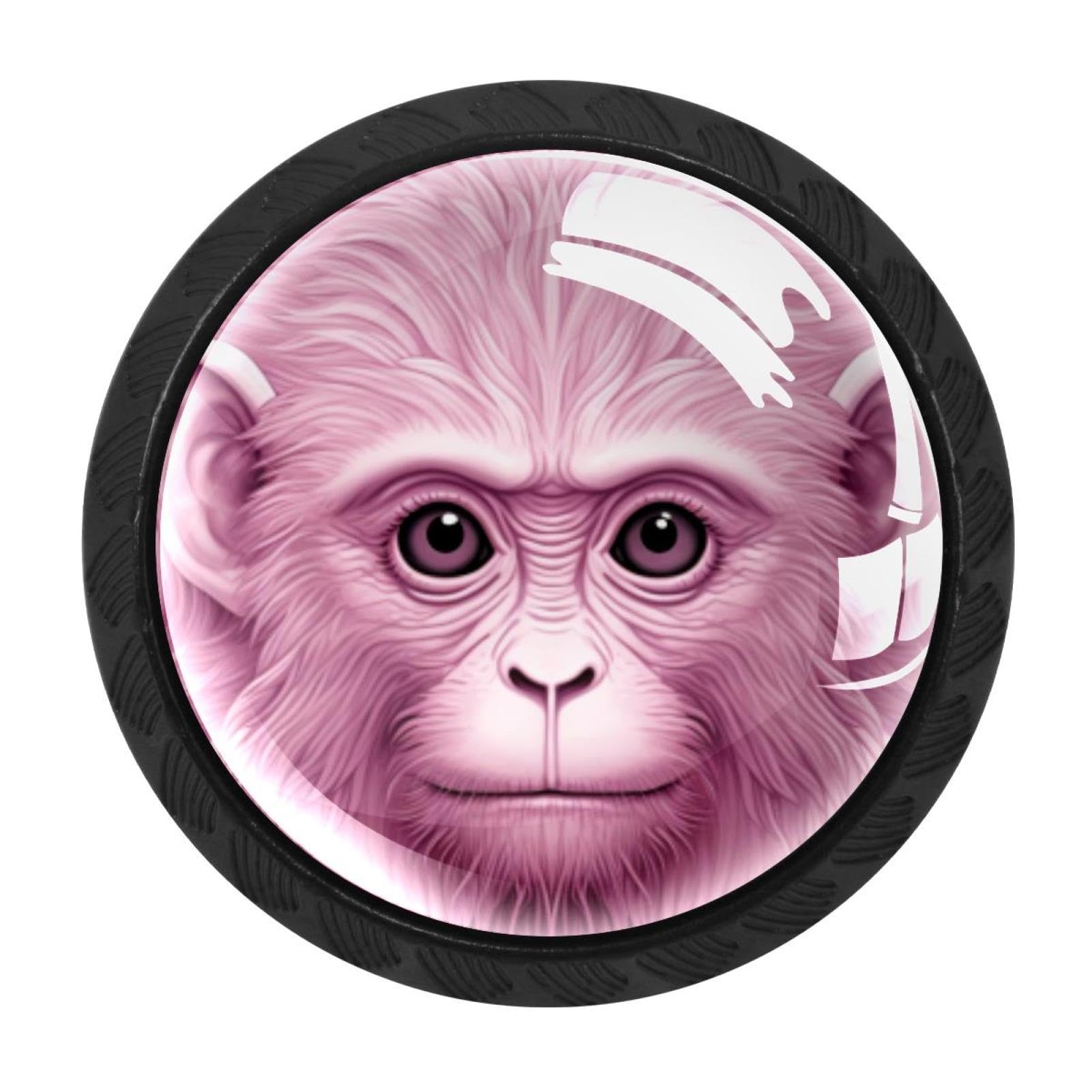 Chenzzzz Multicolored 04 Pink Monkey Orangutan Drawer Knobs 4 Pack Crystal Dresser Knobs 35Mm Glass Cabinet Knobs For Home Office Bathroom