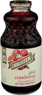 RW Knudsen Just Cranberry Juice 32 oz - 100% Pure, No Added Sugar, Non-GMO Verified, Not from Concentrate