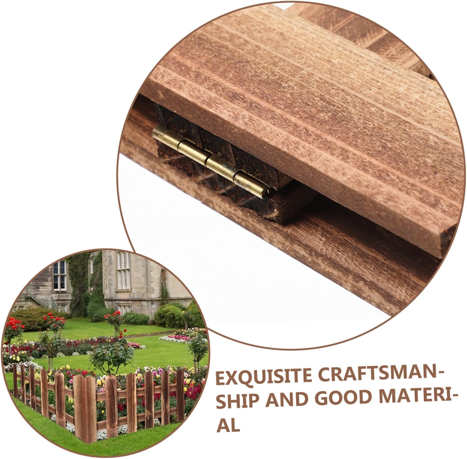 Carbonized Wooden Garden Fence Edging High Long Rustic Landscape Border for Flower Beds Lawn and Driveways Flexible Outdoor Lawn Decor with Smooth Finish