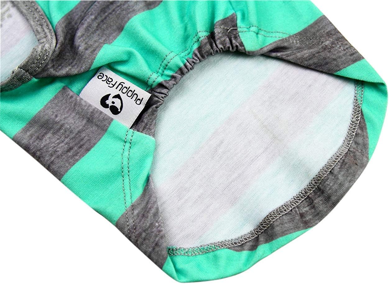 Puppy Face Striped Shirt for Dog Tank Pet Shirts Green and Grey Wide Stripe Pet Clothes for Dogs Large : Pet Supplies