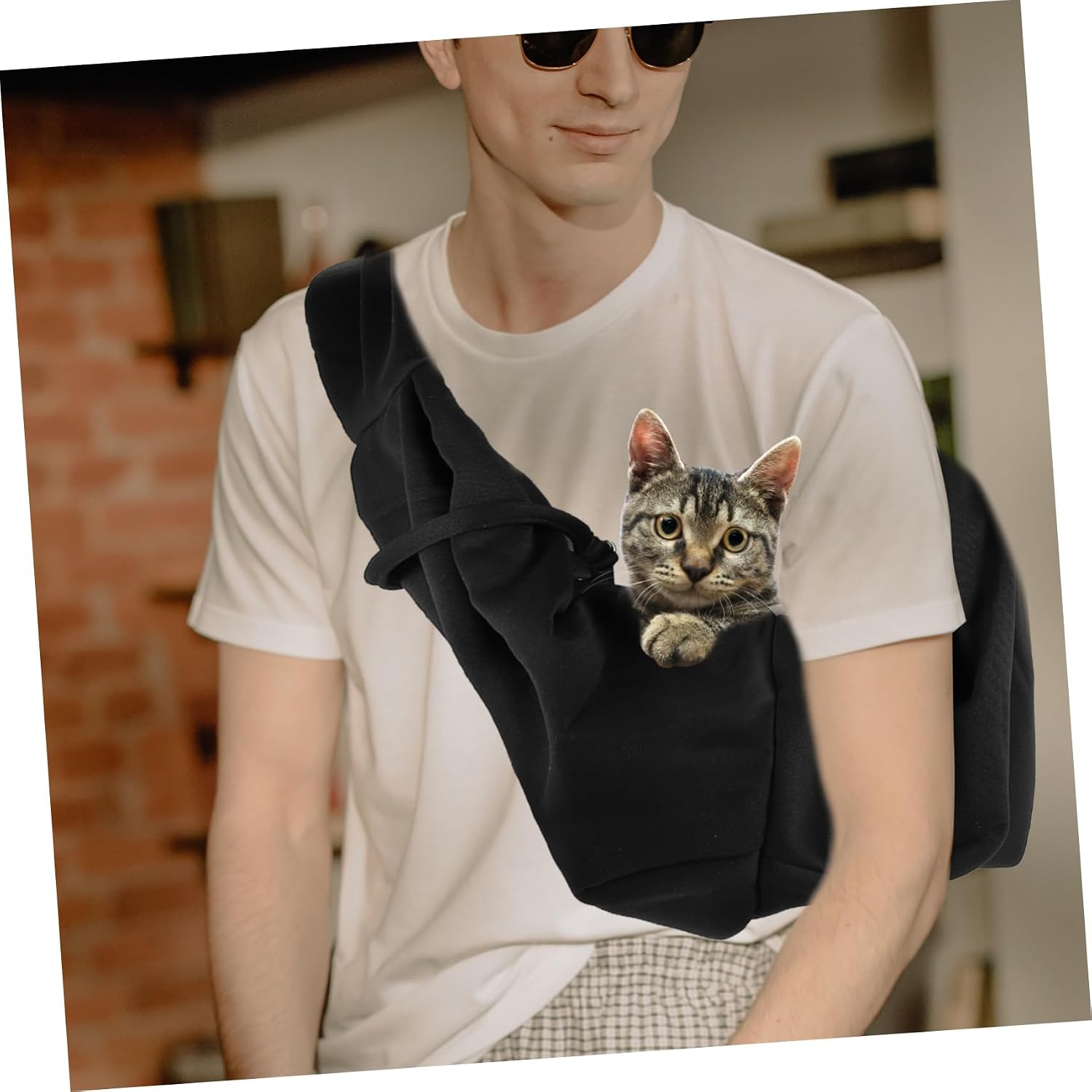 Pet Sling Carrier Bag Portable Polyester Dog Carrier with Thickened Shoulder Straps for Comfortable Outdoor Travel for Cats and Dogs