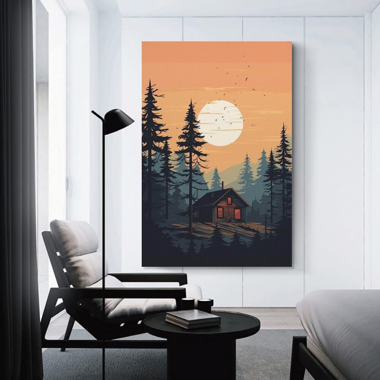 Junmoney House in The Woods Wall Picture Print 08x12inch(20x30cm), for Entrance Spaces, Stair Walls Or Halls, Decorative Canvas Styling for Entry Areas