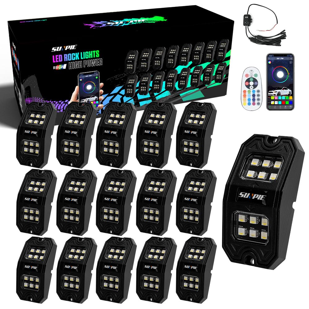 SUNPIE 16 Pods RGBW Rock Lights