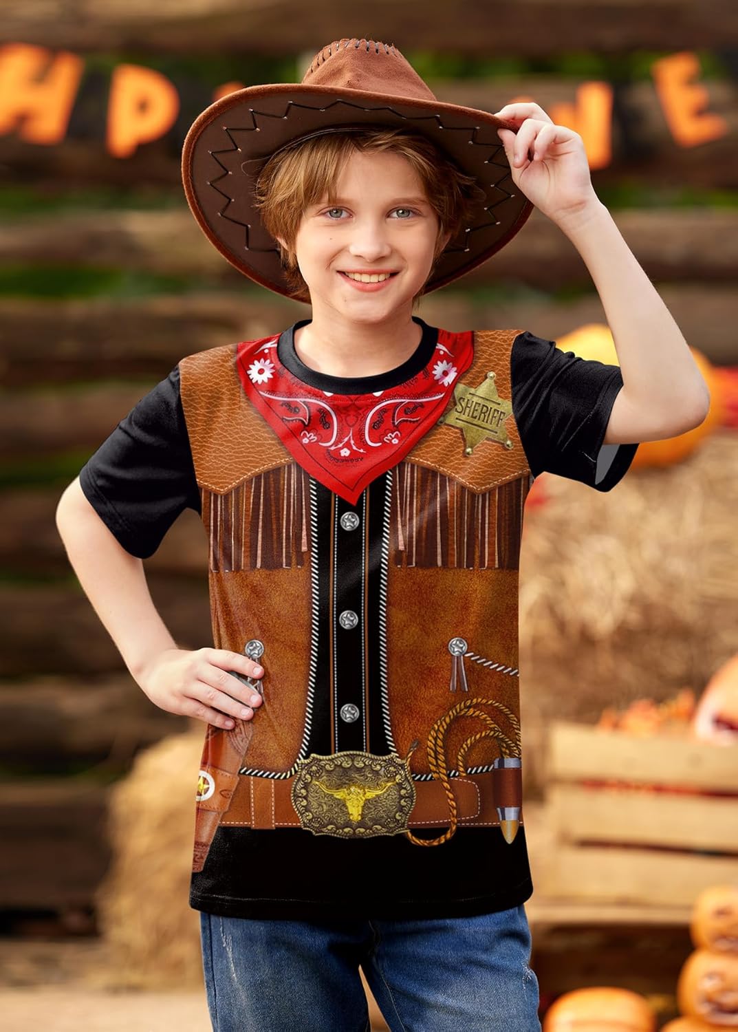 Unisex Kids Halloween Funny Short Sleeve Tee Shirt Cute Print Top 4-14 Years - Image 4