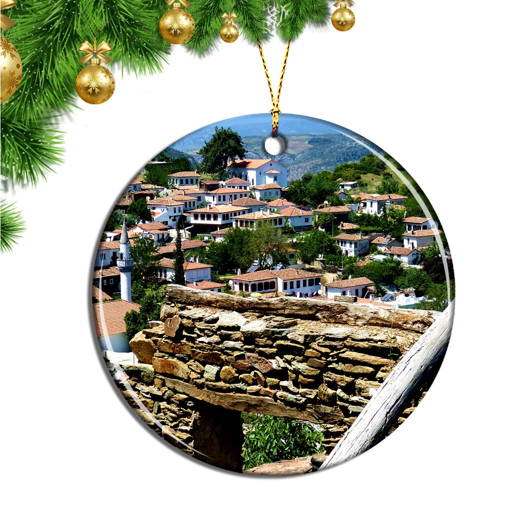 Umsufa Turkey Sirince Ornaments Christmas Tree Pendant Decorative Ceramic Sheet Souvenir Travel Gift