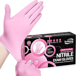 Nitrile Exam Gloves, 4 Mil, Cherry Blossom, Food Safe Gloves Disposable Latex Free, Powder Free
