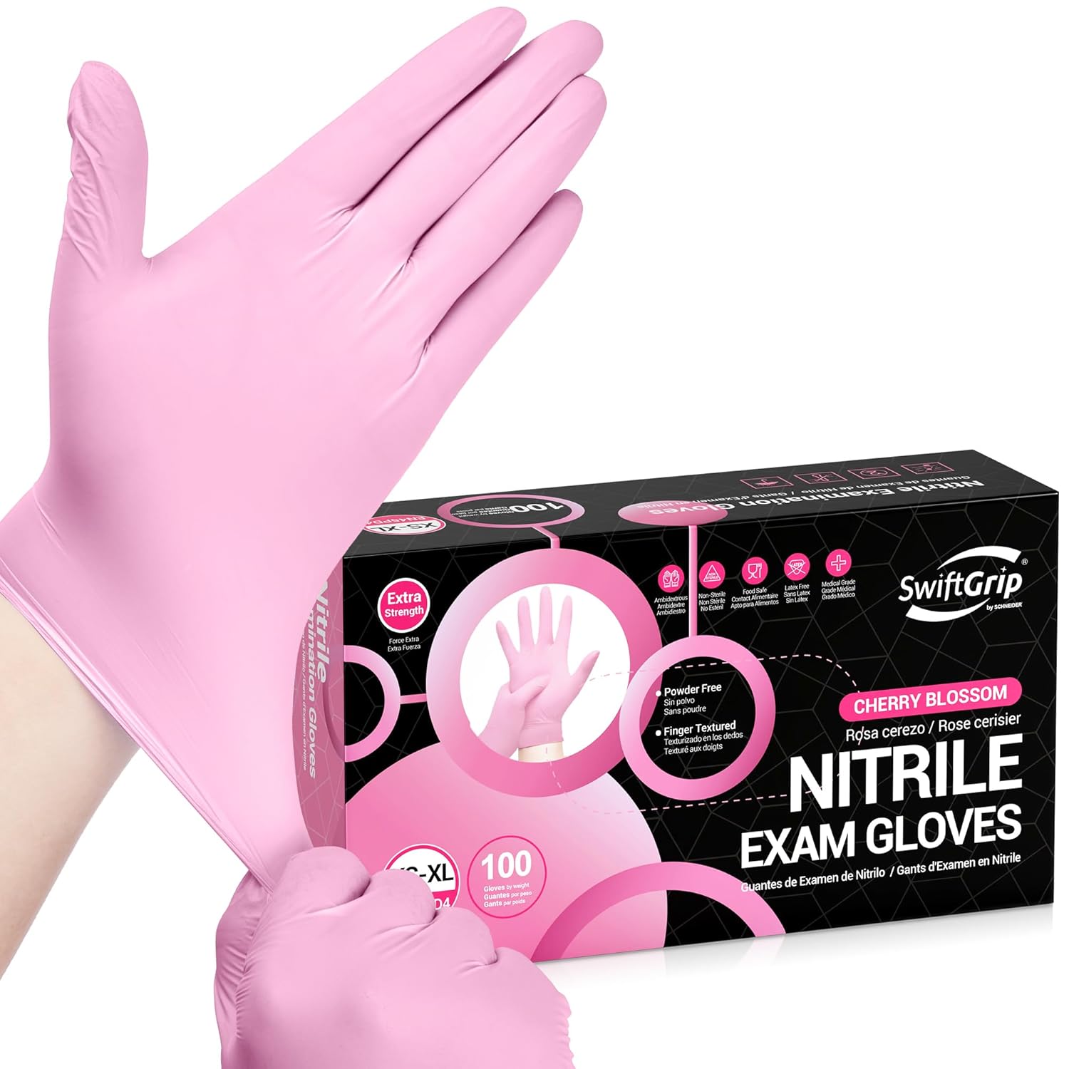 Nitrile Exam Gloves 4 Mil Cherry Blossom Food Safe Gloves Disposable Latex Free Powder Free
