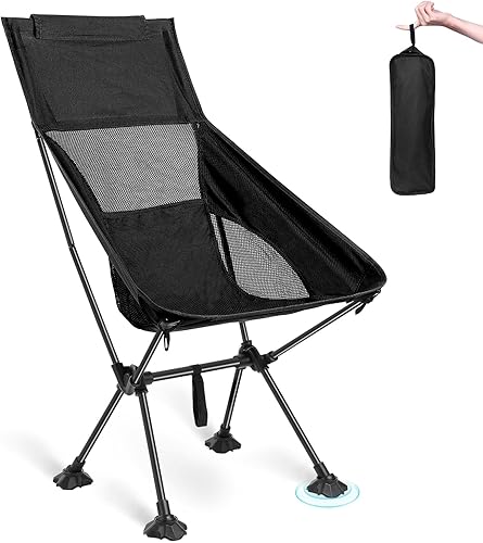 MOONCY Silla de camping, silla portátil compacta con pies anchos, sillas ligeras para mochilero para playa, picnic, paquete, campamento al aire