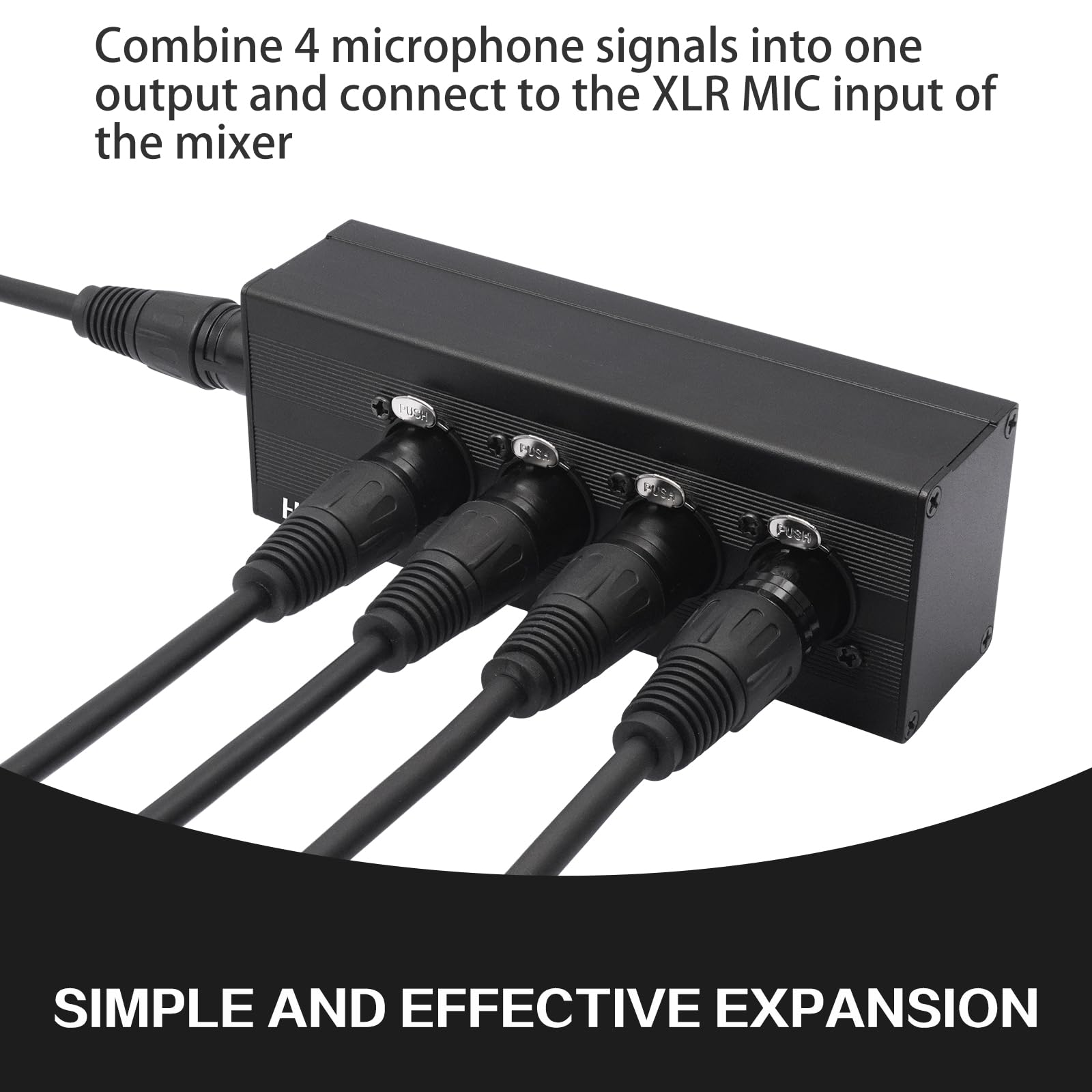 Répartiteur XLR 3 broches 1 mâle vers 4 femelles, adaptateur de connexion parallèle XLR 4 entrées et une sortie, quatre entrées microphone converties en une sortie, répartiteur Aduio de 10,2 cm