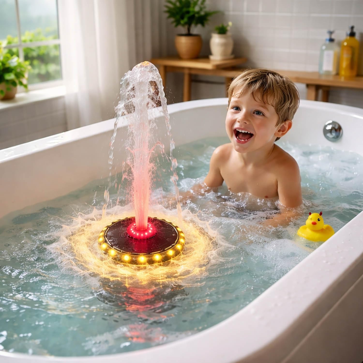 Bathtub Fountain for Kids, Magical Water Fountain,Bath Time Water Fountain with Lights, 8 Spray Modes for Bath, Pool & Tub Ambiance
