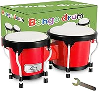 Vista 10 de EASTROCK Tambor Bongo de 4" y 5" Juego para Adultos, Tambores Bongos de Percusión con Llave de Afinación (Azul)