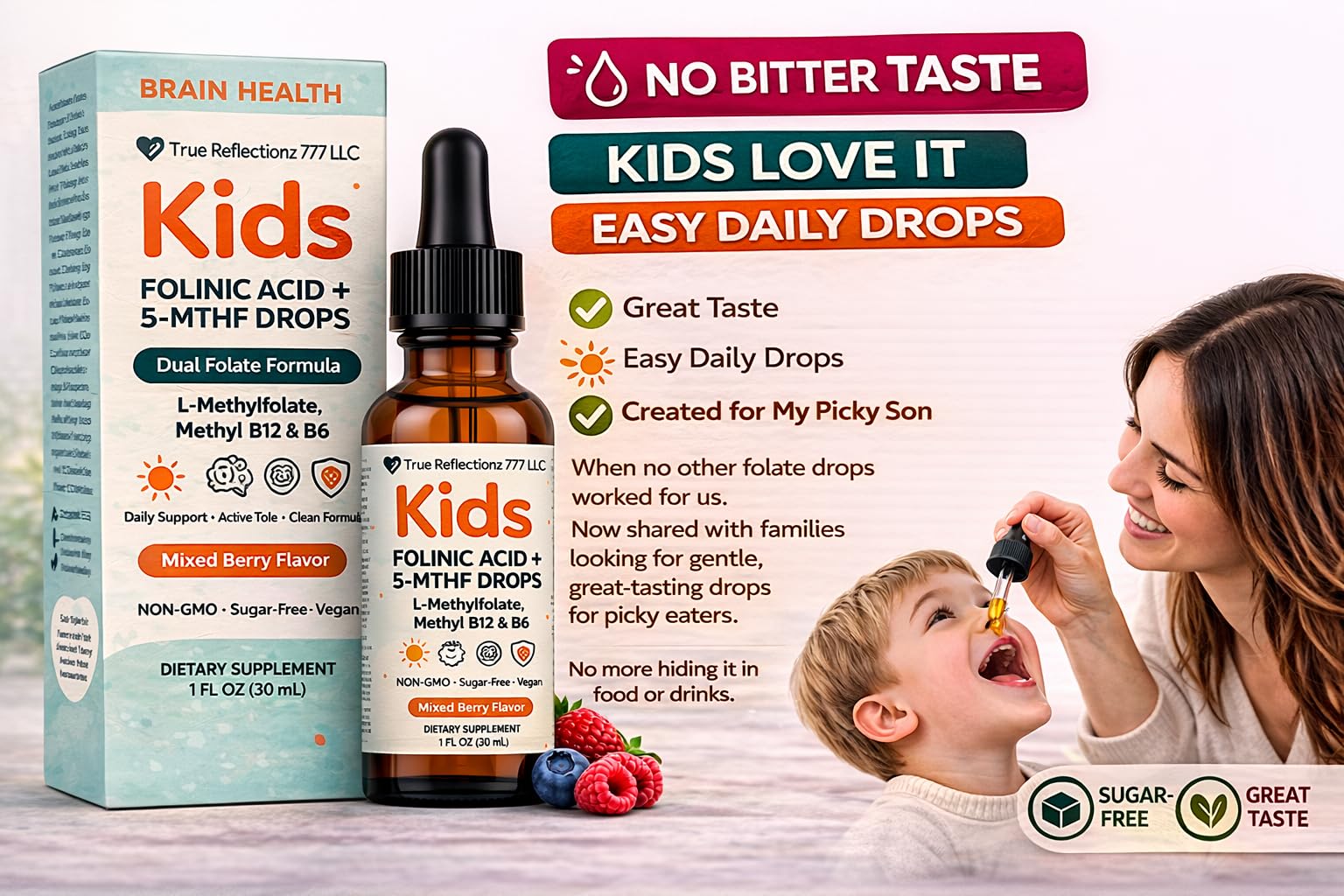 Folinic Acid Drops Kids 800 mcg + L-Methylfolate + B12 +P5P B6 Gentle Methylation Great Taste, Magnesium Glycinate, Vitamin D3 & C Folate Support for Brain,Focus, Mood & Cellular Health 5-MTHF Drops — Amazon image 5