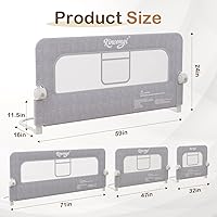 Vista 3 de Riel de cama para niños pequeños, rieles de cama basculantes de 150 cm con base en forma de U más ancha, protector de cama transpirable para bebé