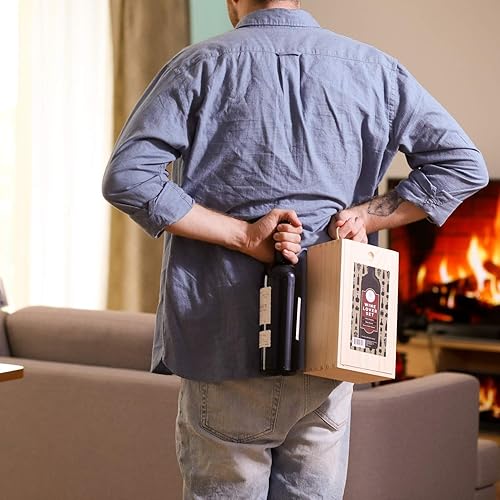 Miniatura 5 de Juego de regalos de vino – Juego de accesorios de vino con caja de madera – El juego de regalo de vino incluye un juego de abridor de vino