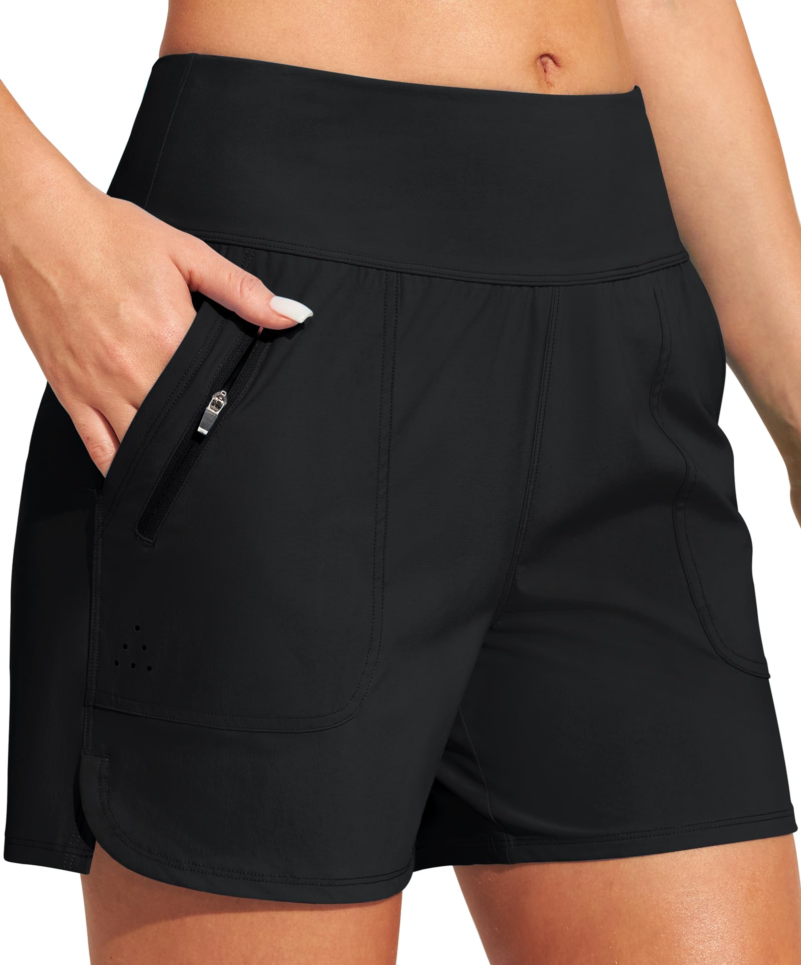 Heathyoga 5 Swim Board Shorts Women Strechy High Waisted Bathing Suits Bottoms Quick Dry UPF 50 Beach Shorts
