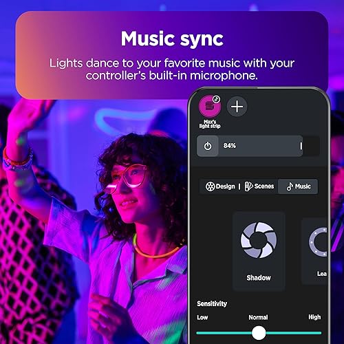 Miniatura 3 de Roku Tira de luz LED inteligente, 16.4 pies, opciones de color con brillo y temperatura ajustables, tira de luces inteligentes WiFi para despegar y