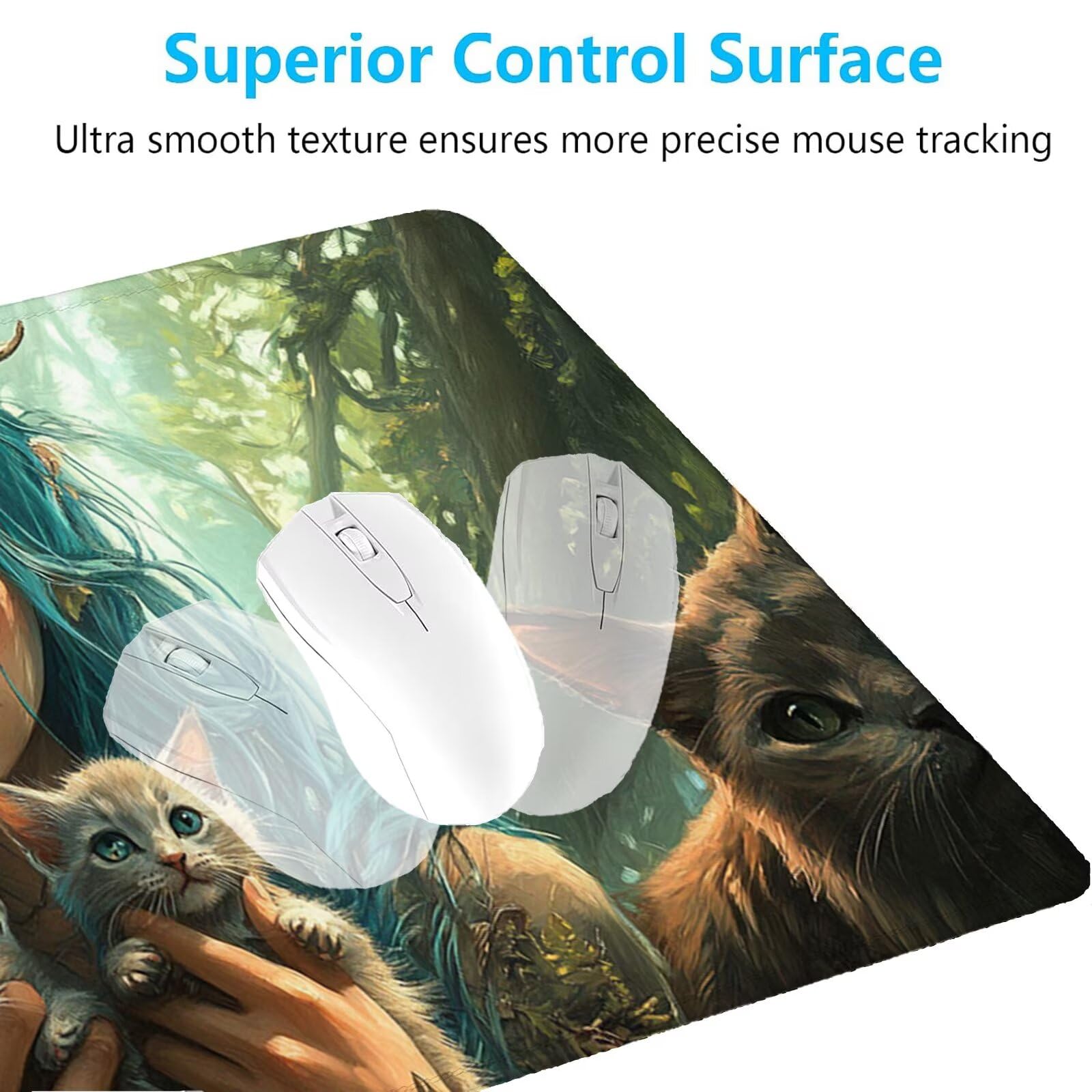 Tappetino Mouse Gaming XXL 1200x600x3mm,Tappetino Mouse Gatto Design con Bordi Cuciti,Ragazza Mouse Pad Gaming Accessori per Migliora Precisione e Velocità,Extended Keyboard Pad per Scrivania,o-1929