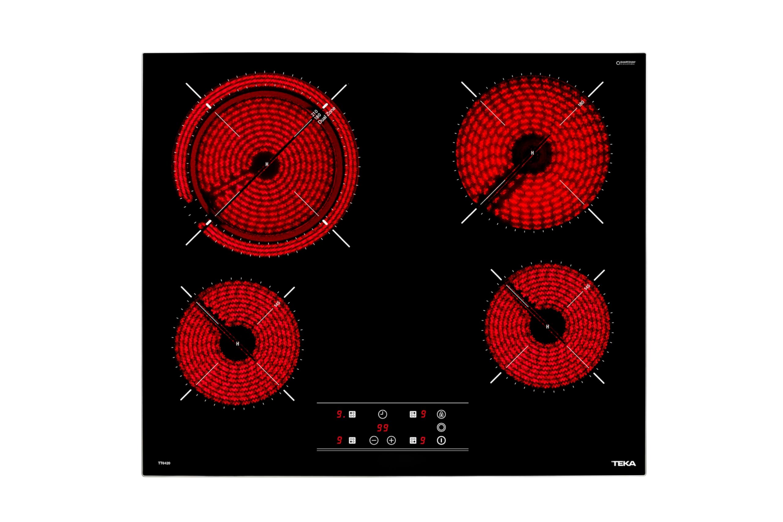 Teka TT PRO 6420 – Ceramic Hob 60 cm, Slim Metal Frame, 4 Zones, Touch Control, Programmer and Stopwatch, Fast-Click Installation System, Black