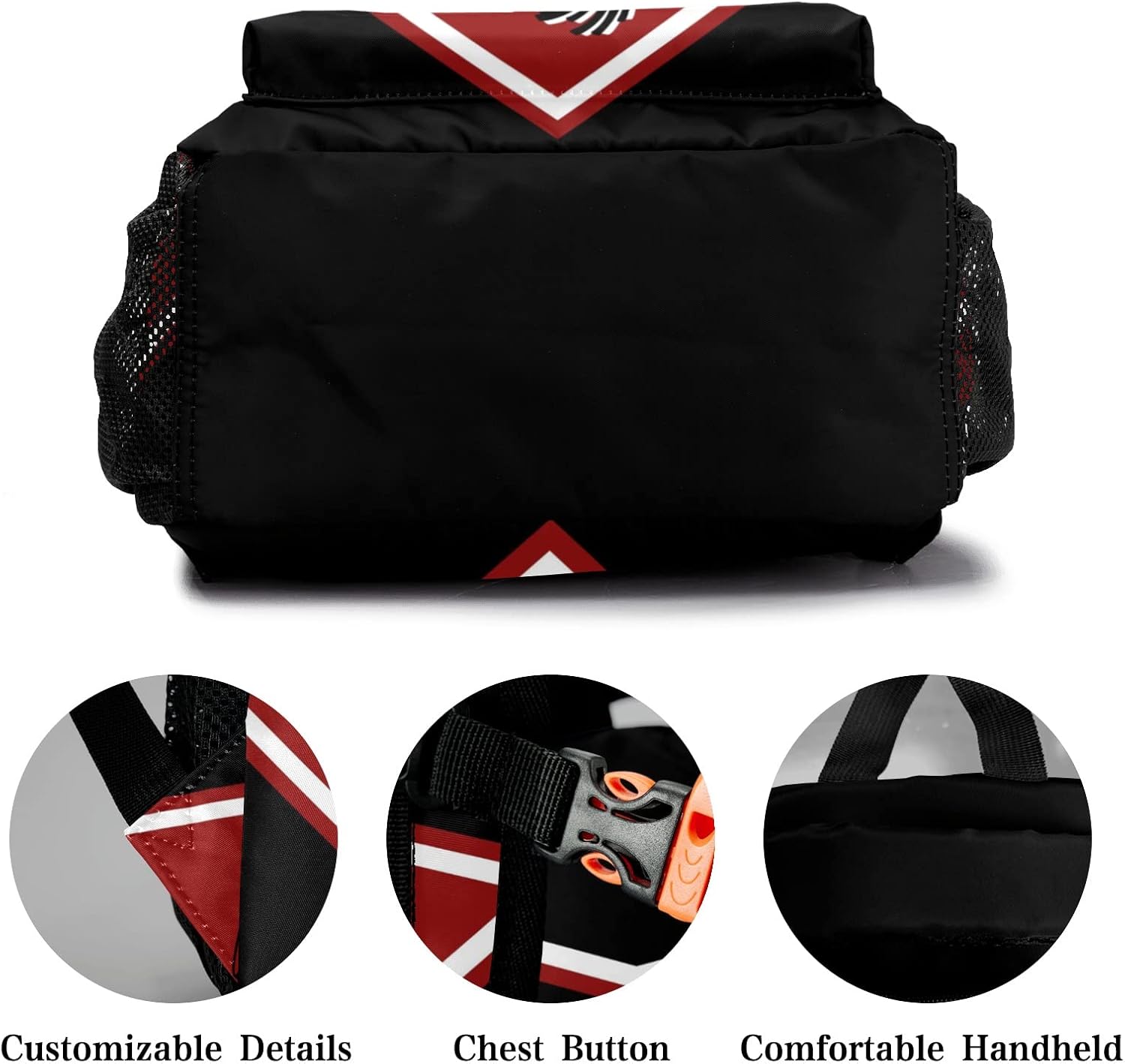 Personalized Cheer Cheerleader Black Red Multifuction Backpack with Name Text for Women Men Gift