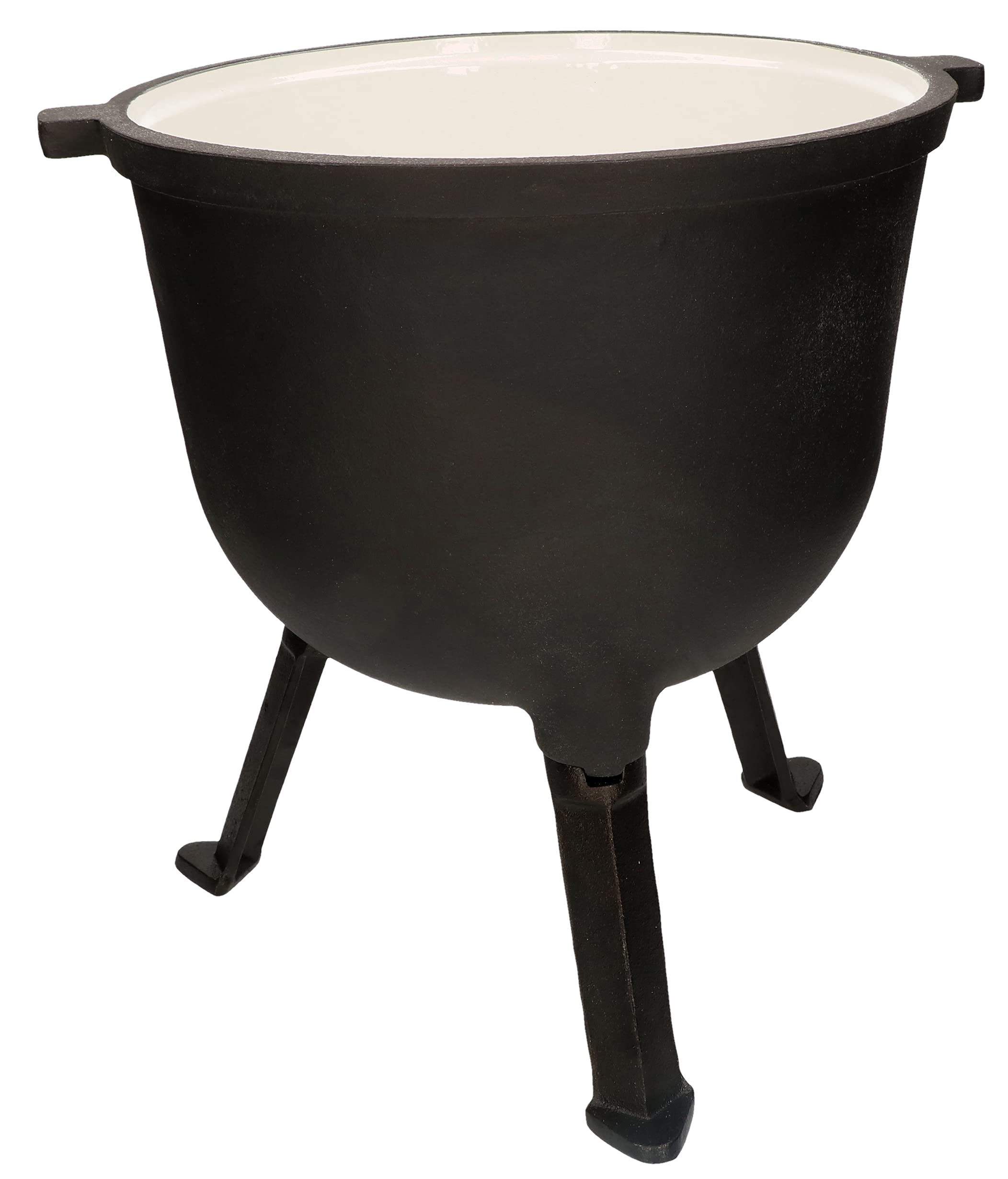 KOTARBAU® Caldero de hierro fundido esmaltado 10l, Caldero con patas, Olla de hierro para fuego, Caldero con tapa y asas, Caldero con soporte para colgar, Horno holandés, Olla de camping, Olla horno