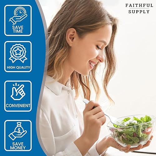 Miniatura 2 de Juego de utensilios de plástico blanco de 750 quilates, cubiertos desechables con servilleta, cubiertos envueltos para fiestas