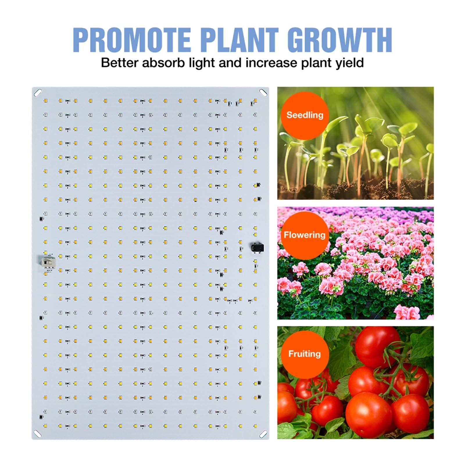 Lámpara de Cultivo, 3000W Led Grow Light Phyto Lámpara for Plantas Bombilla Tablero de Espectro Completo de Cultivo hidropónico Invernadero Flores Semillas(C-3000W Two Modes)
