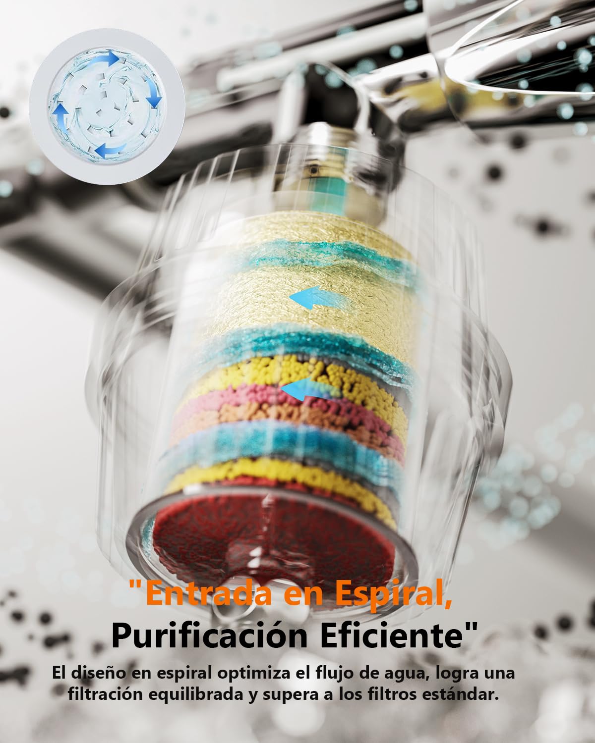 Cobbe Filtro de Ducha de 34 Etapas con Vitamina C para Agua Dura, Filtro Antical con 2 Cartuchos que Elimina Cloro y Metales Pesados, Cromado