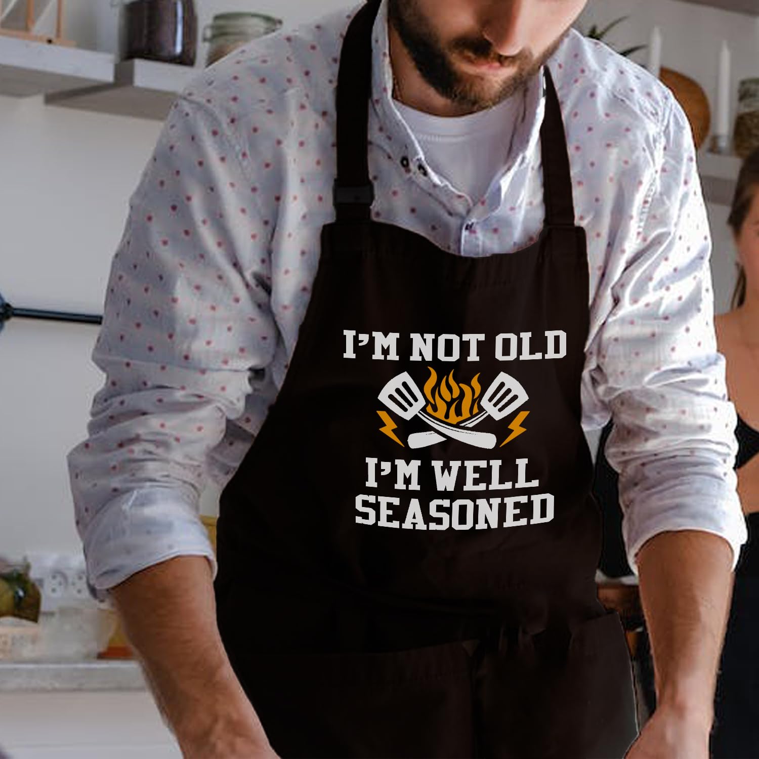Delantales divertidos para hombre con bolsillos, delantal para asar a la parrilla, barbacoa, cocina, regalos para chef, papá, cumpleaños, Navidad