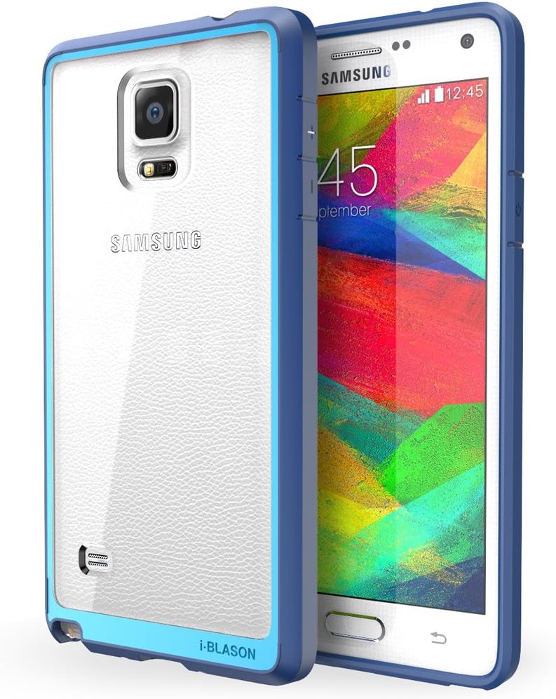 Galaxy Note 4 Case, i-Blason [Scratch Resistant] Halo Series Hybrid Clear Case / Cover with TPU Bumper for Samsung Galaxy Note 4 [SM-N910S / SM-N910C] (Clear/Blue)