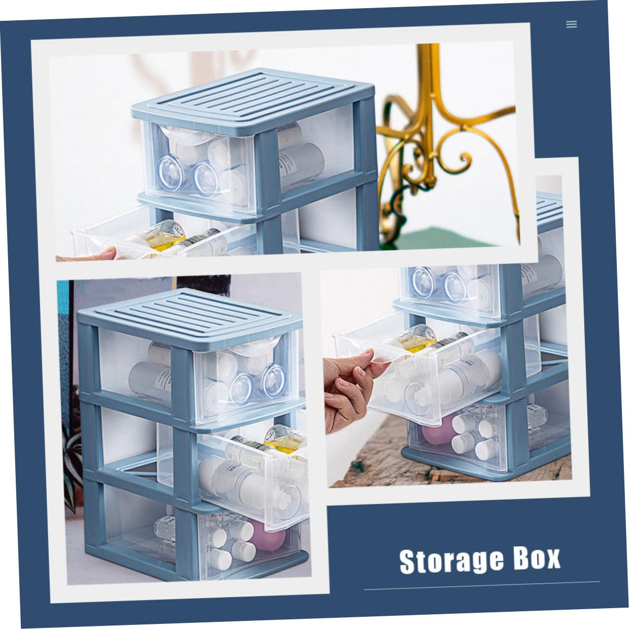 DOITOOL 2 Stück Pp Aufbewahrungsbox mit Schublade Dreilagiges Design Staubdicht Organizer für Schlafzimmer und Zuhause zum Organisieren von Schreibwaren