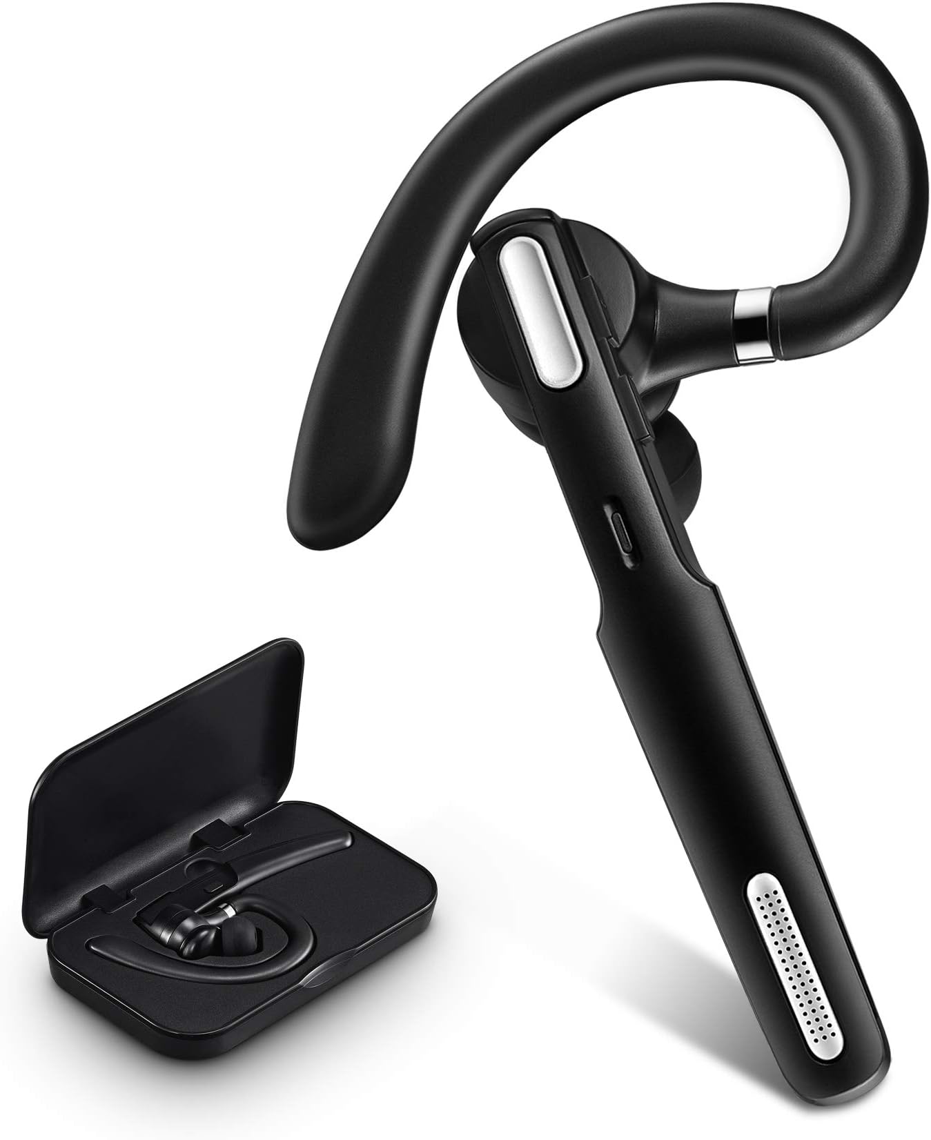 ICOMTOFIT Bluetooth Headset, Wireless Bluetooth Earpiece V5.0 Hands-Free Earphones with Built-in Mic for Driving/Business/Office, Compatible with iPhone and Android (Black)