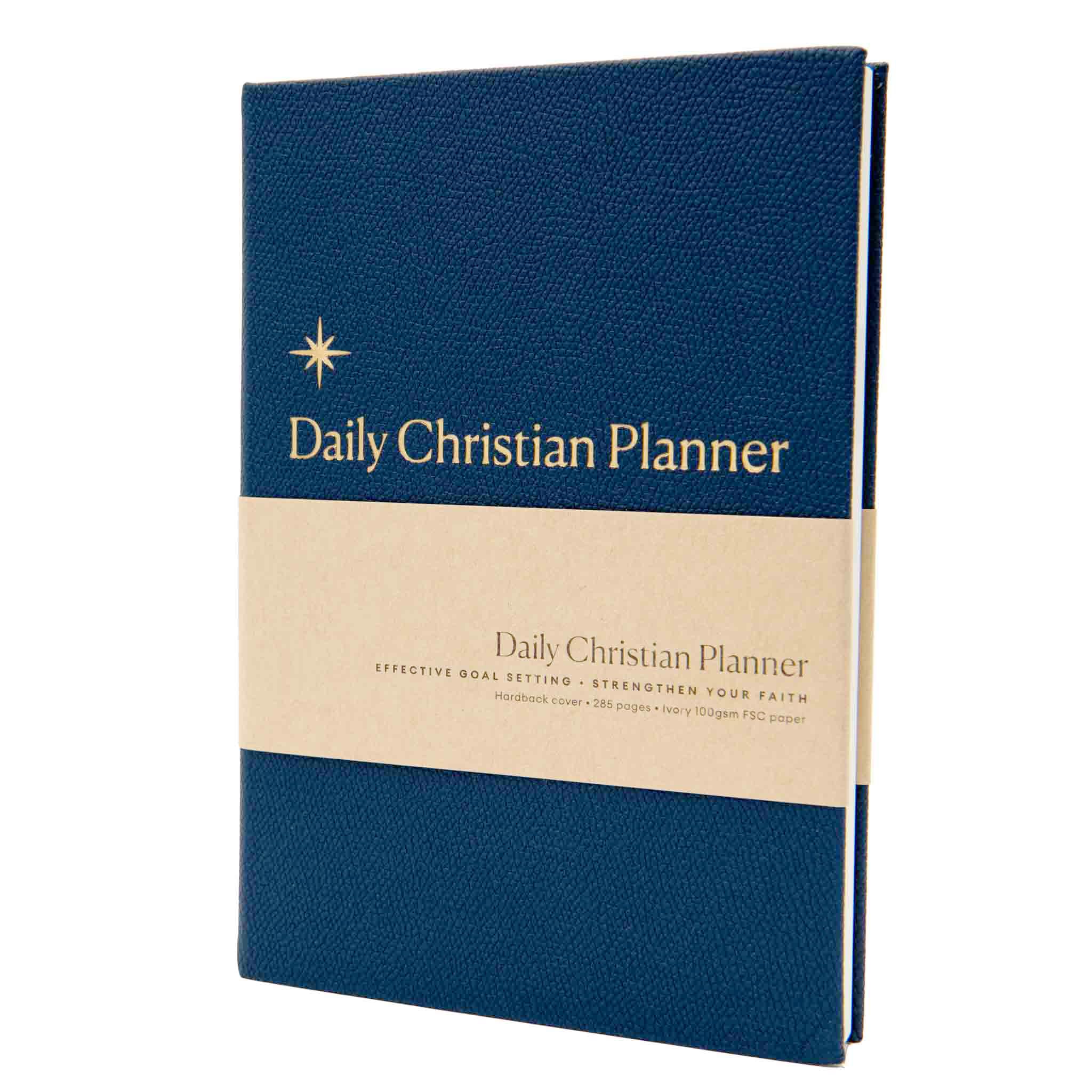 Christian Journal Co Daily Christian Planner - 6 Month, Navy PU Leather, 8.25x5.6 inches