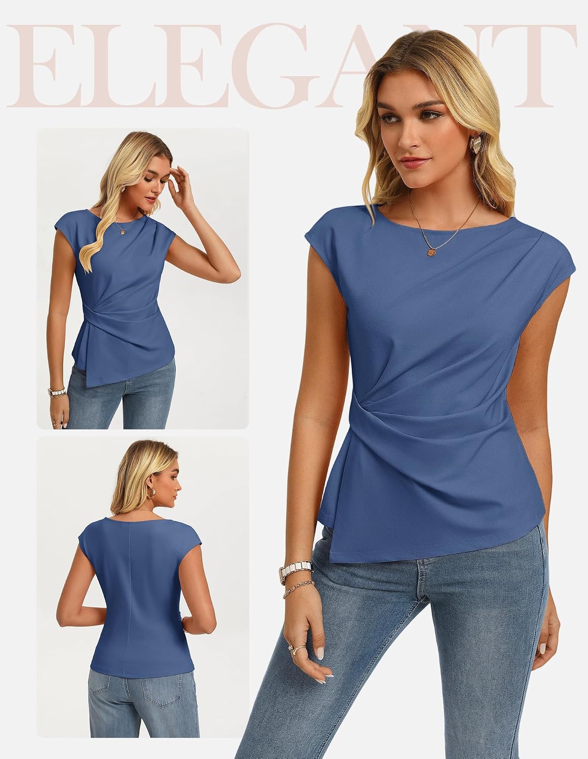 GRACE KARIN Womens 2026 Summer Short Sleeve Tops, Dressy Casual Peplum Shirts Outfit, Tunic Blouses Trendy Fashion Clothes thumbnail