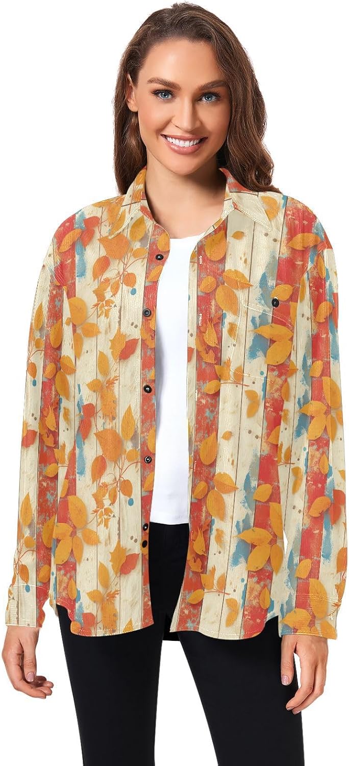 KLL Autumn Leaf on Old White Wooden Womens Men's Regular Fit Rugby Shirts Sports Long Sleeve Tops