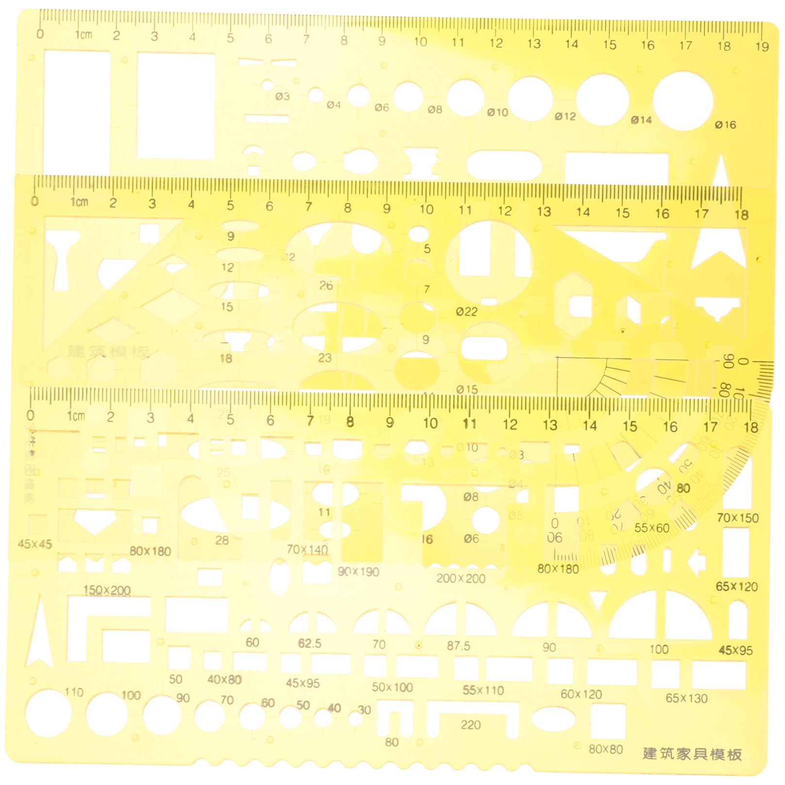 jojofuny 4 Ensembles Règle de Mesure Géométrique avec Modèles de Pochoirs Kit pour Dessin Outils de Dessin pour École et Bureau