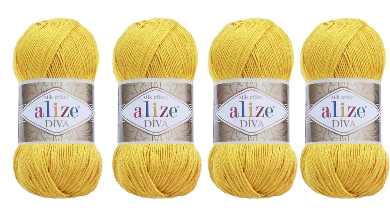Alize 4 Balls Hand Knitting Yarn 100% Microfiber Acrylic Yarn Diva Silk Effect Thread Crochet Art Lace Craft Lot of 4 skeins 400gr 1532yds (110)