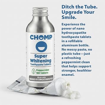 Chomp Nano Hydroxyapatite Toothpaste, Peppermint, 5%, 180 Tablet