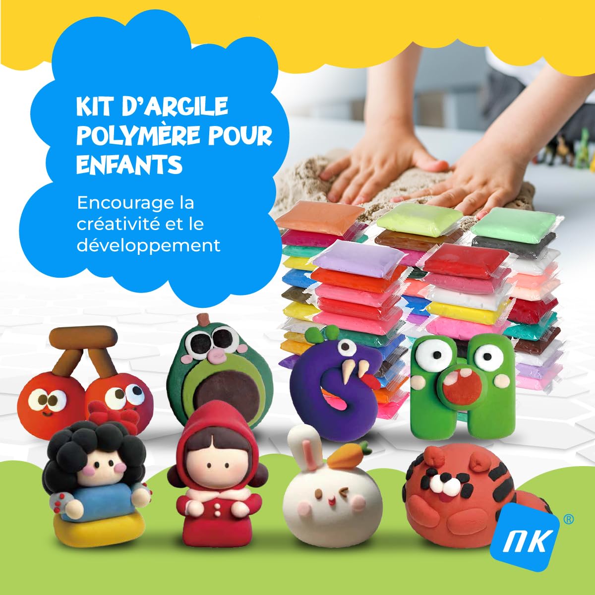 Image secondaire de Kit d'Argile Polymère NK - 55 Couleurs avec Manuel Illustré pour Enfants