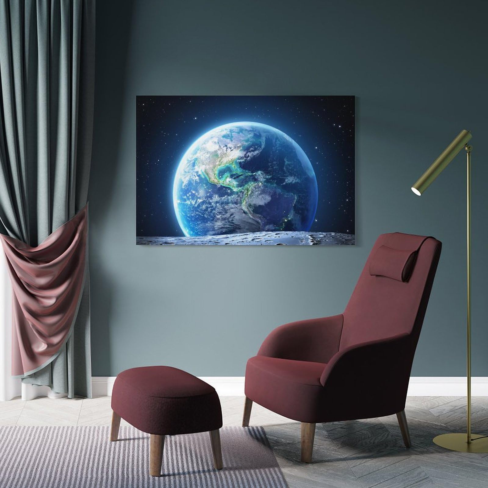 Amazon.co.jp: 青い地球と衛星宇宙風景 アートポスター ホーム装飾