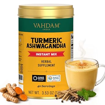 VAHDAM Turmeric Ashwagandha Latte Mix3.53oz|40 Cups Herbal Supplement
