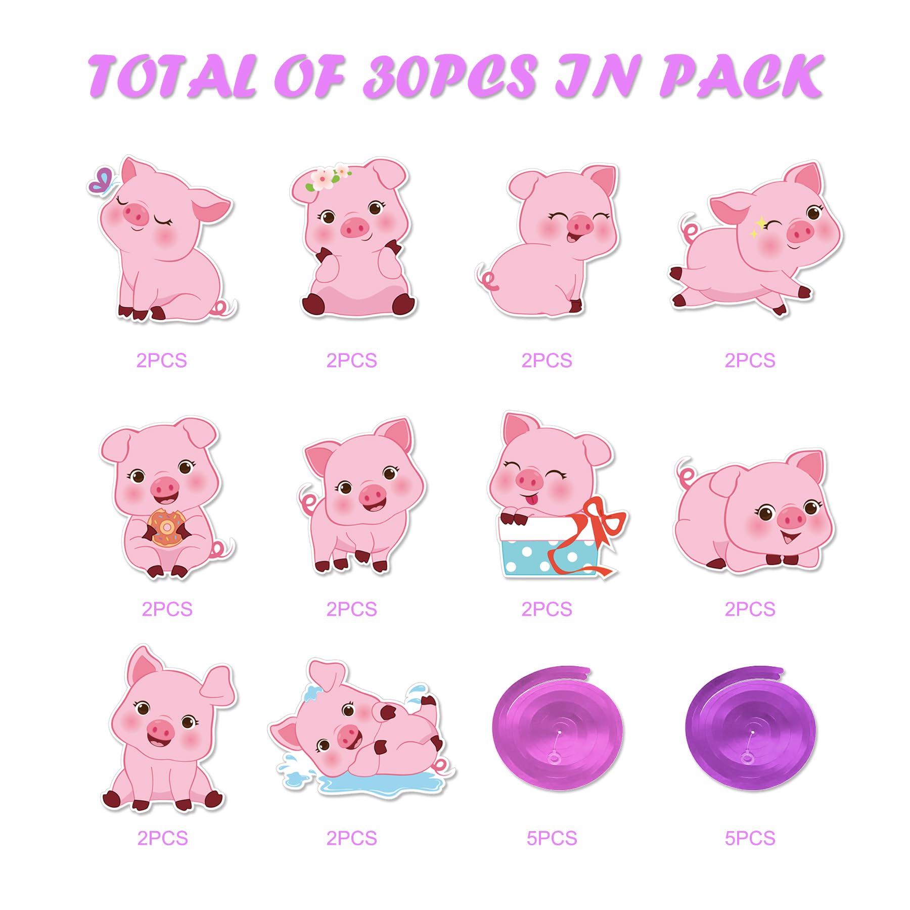 Amazon.com: 30CT Pig Hanging Swirl Decorations for Birthday Party