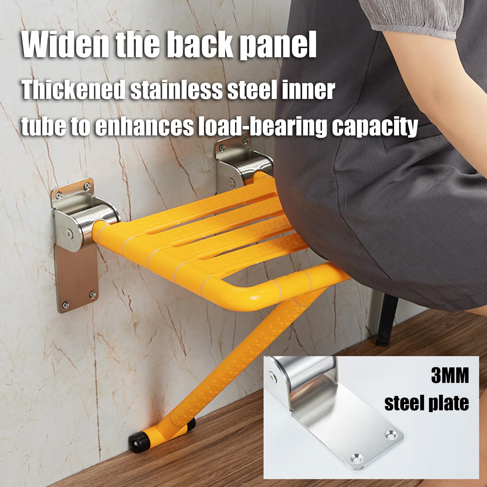 Asiento Ducha Plegable Pared Montada,Silla Plegable De Pared Uso DoméStico,Silla Abatible Ducha Montado Pared,PráCtico,Conveniente,Adecuado para Inodoro Y BañO