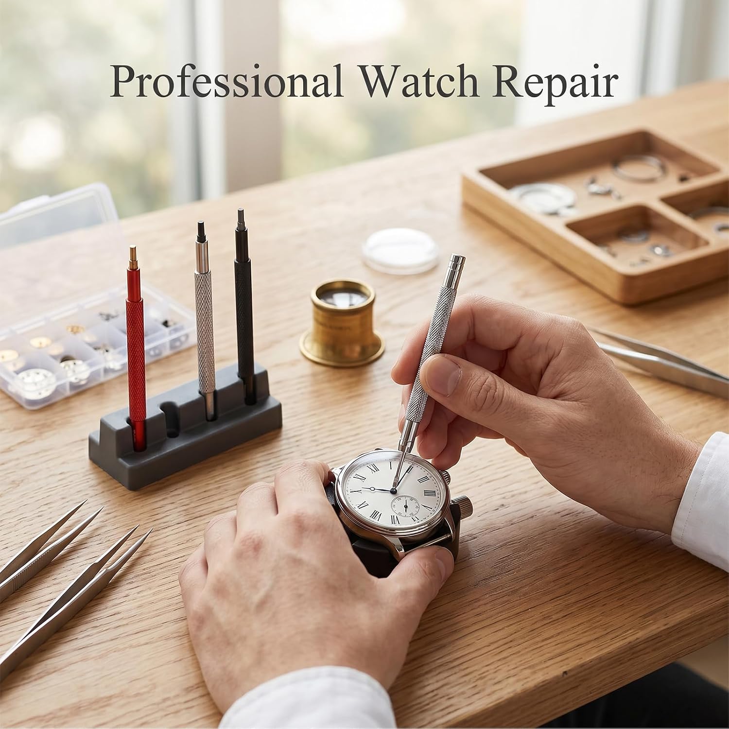 Watch Hands Repair Tool Kit, 3 PCS Watch Hand Pressers Pusher with Removers Lever, Minute Second Hand Removal Puller Plunger Set for Watchmakers
