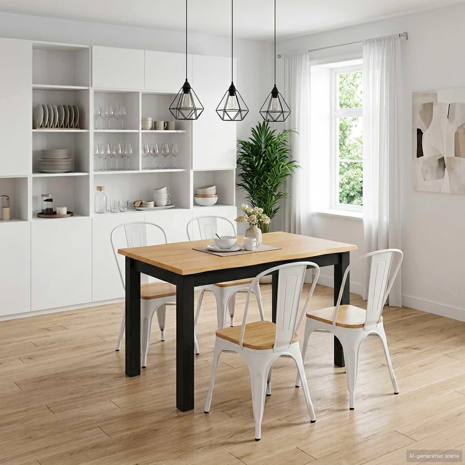 Table à manger EKAI Noir 112 x 70 x 76,5 cm Bois de pin massif